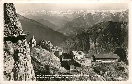 Wendelsteinhaus Blick vom Gipfelweg auf Wendelsteinhaus und Kirchl Kat. Bayrischzell