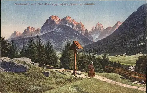 Bad Moos Sexten Sesto Suedtirol Fischleintal Wegekreuz Dolomiten Kat. Bozen