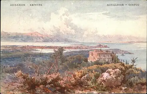 Corfou Panorama Palais Achilleion Palast Kuenstlerkarte