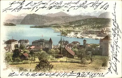 Luzern LU Panorama mit Alpenblick See / Luzern /Bz. Luzern City