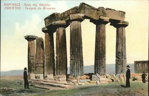 wz94574 Corinth Korinth Temple de Minerve historische Staette Kategorie. Peloppones Alte Ansichtskarten
