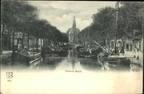 Amsterdam Niederlande Nieuwe Kerk Kirche Kanal Boot Kat. Amsterdam