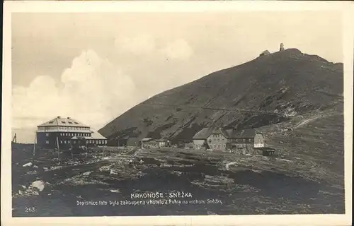 Snezka Schneekoppe Berghotel Turm Gipfel / Krkonose Riesengebirge /