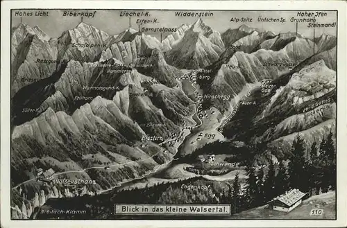 Riezlern Kleinwalsertal Vorarlberg Blick ins Walsertal Panoramakarte Nr. 110 Kat. Mittelberg