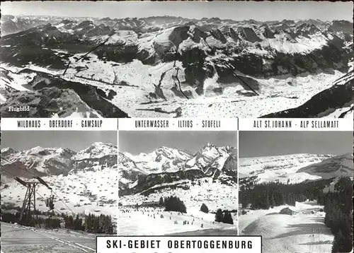 Toggenburg Skigebiet Obertoggenburg Sessellift Fliegeraufnahme Wildhaus Oberdorf Gamsalp Unterwasser Iltios Stoefeli St. Johann Alp Sellamatt Kat. St Gallen