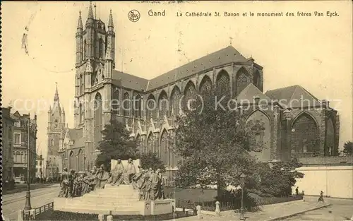 Gent Gand Flandre Le Cathedrale St Bavon et le monument des freres Van Eyck Feldpost Kat. 