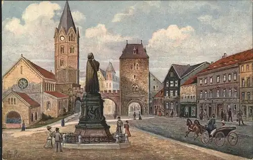 Eisenach Thueringen Carlsplatz mit Lutherdenkmal / Eisenach /Eisenach Stadtkreis