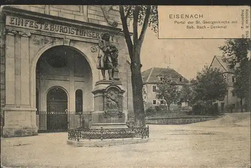 Eisenach Thueringen Portal der St.Georgenkirche mit Sebastian-Bach-Denkmal / Eisenach /Eisenach Stadtkreis