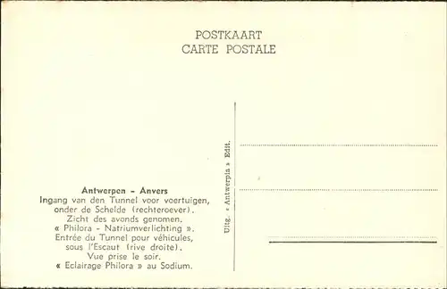 Antwerpen Anvers Ingang van den Tunnel voor voertuigen Kat. 