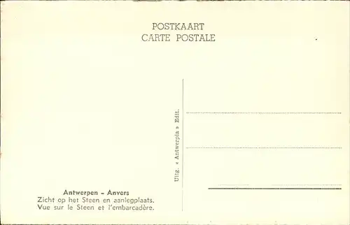 Antwerpen Anvers Zicht op het Steen en aanlegplaats Kat. 