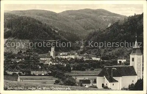 Anger Weiz Ortsansicht mit Kirche Sommerfrische Kat. Weiz Steiermark