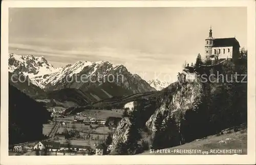 St Peter Freienstein Panorama mit Wallfahrtskirche Maria Freienstein Reichenstein Ennstaler Alpen