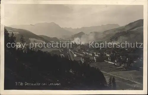 Donawitz Stadtteil mit Eisenindustrie Eisenbahn Alpenpanorama