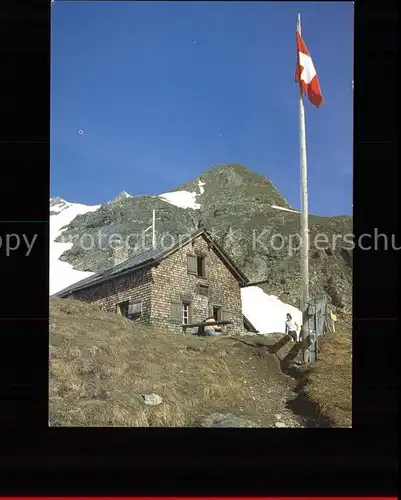 Sardonahuette Schutzhuette Alpenclub Sektion St. Gallen Schweizer Flagge