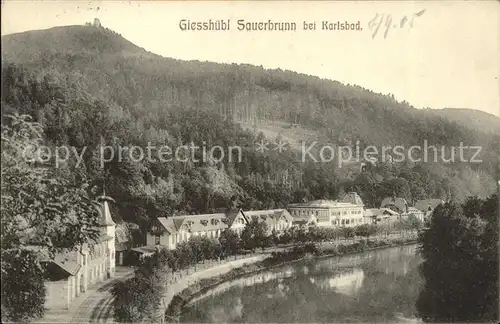 Giesshuebl Sauerbrunn Tschechien Teilansicht Partie am Fluss Kat. Kyselka
