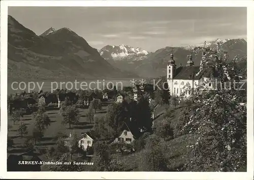 Kirchhofen OW mit Sarnersee und Kirche Kat. Sarnen