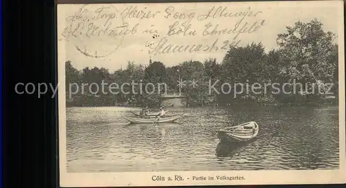 Coeln Rhein Partie im Volksgarten mit Teich Kat. Koeln