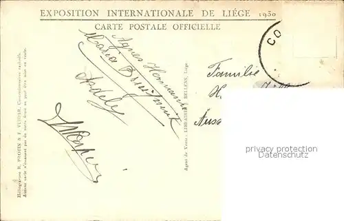 Exposition Liege 1930 Section Francaise Centenaire de L Independance de la Belgique Kat. Luettich