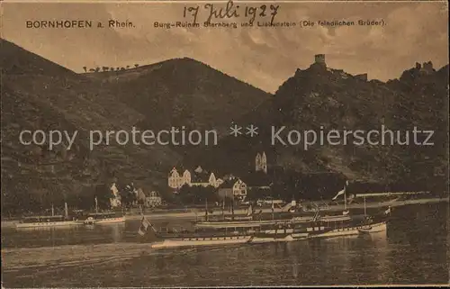 Kamp-Bornhofen Burg-Ruinen Sternberg Liebenstein Seitenraddampfer  / Kamp-Bornhofen /Rhein-Lahn-Kreis LKR