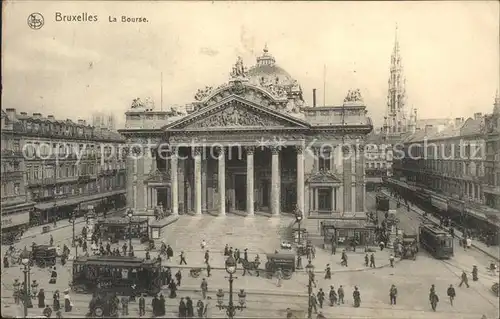 Bruxelles Bruessel La Bourse Tram Pferdekutsche Kat. 