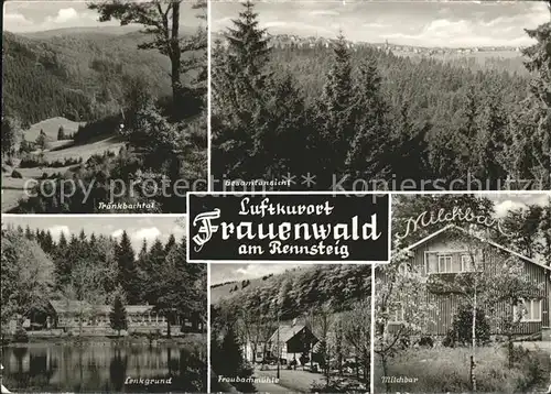 Frauenwald Thueringen Panorama Luftkurort Rennsteig Traenkbachtal Lenkgrund See Fraubachmuehle Milchbar Kat. Frauenwald