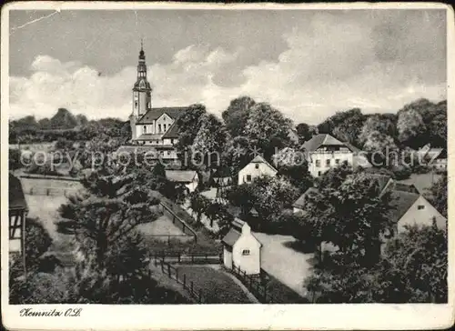 Kemnitz Oberlausitz Ortsansicht mit Kirche Kat. Bernstadt Eigen