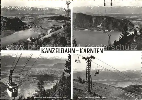 Kaernten Kanzelbahn Teilansichten mit Villach und Julische Alpen Kat. Villach