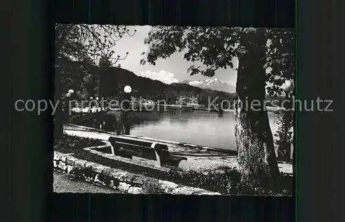 Poertschach Woerthersee Partie am Blumenstrand Uferpromenade Alpenblick  /  /