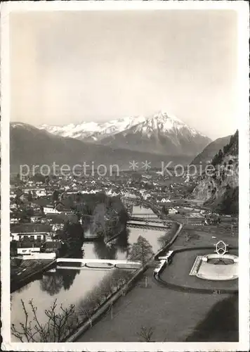 Interlaken BE Unterseen mit Aare und Niesen Kat. Interlaken