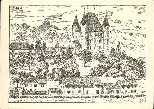 Thun BE Schloss Kuenstlerkarte Kat. Thun