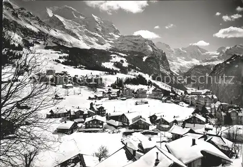 Wengen BE mit Jungfrau und Breithorn Kat. Wengen