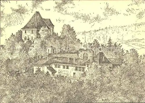 Aargau Kanton Schloss Liebegg Kuenstlerkarte Zeichnung Kat. Aarau