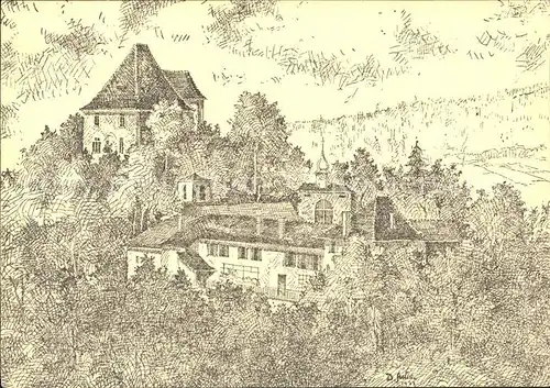 Aargau Kanton Kuenstlerkarte Schloss Liebegg Zeichnung Kat. Aarau