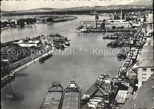 Basel BS Fliegeraufnahme Rheinhafen Kat. Basel