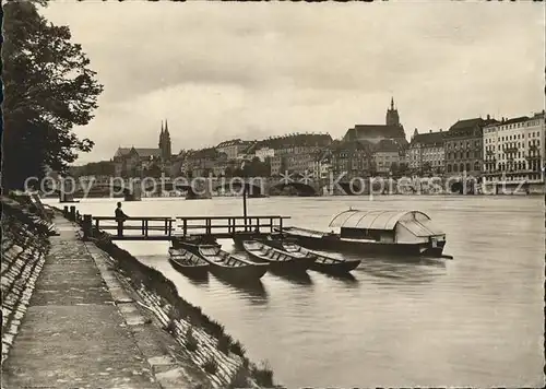 Basel BS Rheinbruecke Martins Kirche Kat. Basel