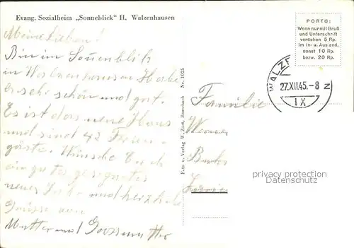 Walzenhausen AR Evang. Sozialheim Sonneblick II Kat. Walzenhausen