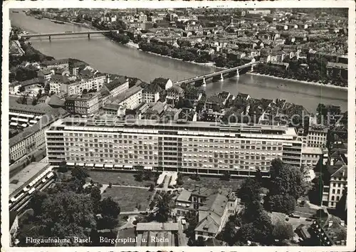 Basel BS Fliegeraufnahme Buergerspital Rhein Kat. Basel