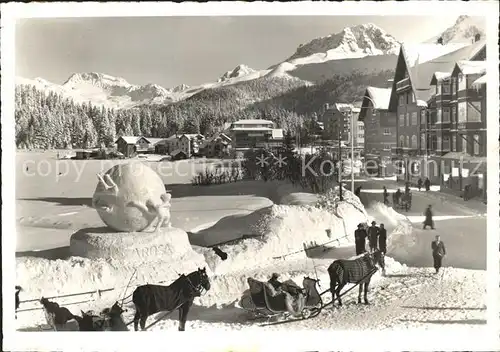 Arosa GR Pferdeschlittenfahrt am Obersee Kat. Arosa