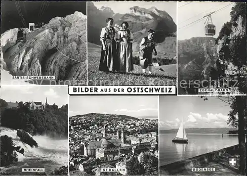 St Gallen SG Ostschweiz Saentis Schwebebahn Ebenalp Trachten Rheinfall Bodensee Segelboot Kat. St Gallen