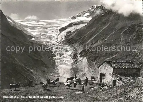 Berninabahn Alp Gruem Paluegletscher Kat. Eisenbahn