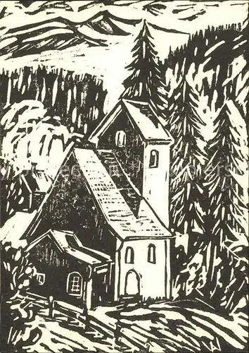 Masescha Kuenstlerkarte Kirche  Kat. Liechtenstein