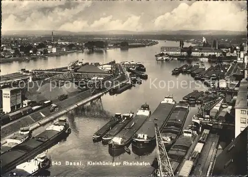 Basel BS Kleinhueninger Rheinhafen Frachtschiffe Kat. Basel