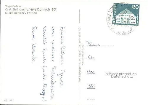 Dornach Basel Fliegeraufnahme Rest Schlosshof Kat. Basel