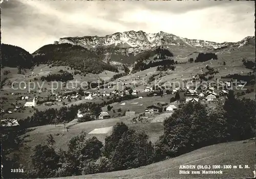 Amden SG Gesamtansicht mit Blick zum Mattstock Alpstein Kat. Amden