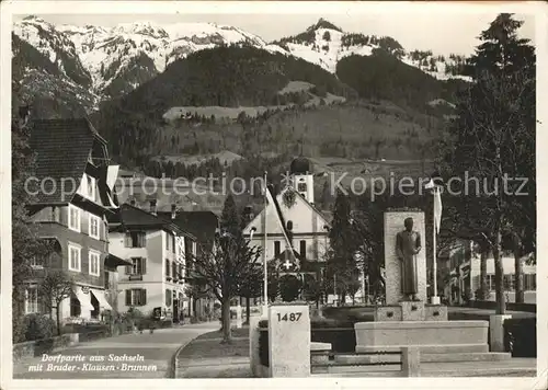 Sachseln OW Dorfpartie mit Bruder Klausen Brunnen Kat. Sachseln