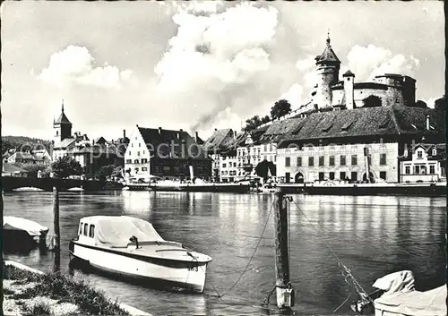 Schaffhausen SH Schifflaende Rheinbruecke Festung Munot Wahrzeichen Kat. Schaffhausen