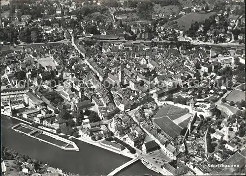 Schaffhausen SH Fliegeraufnahme mit Festung Munot Wahrzeichen Kat. Schaffhausen