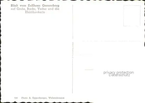 Grabs SG Blick vom Zollhaus Gamserberg auf Buchs Vaduz Rhaetikonkette Kat. Grabs