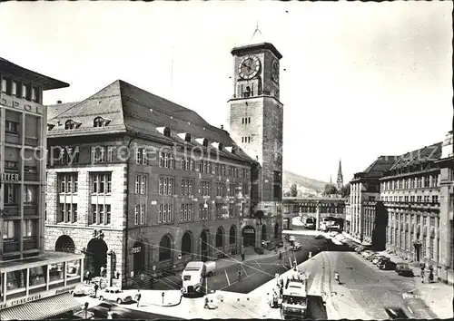 St Gallen SG Bahnhofsplatz Haupftpost Busse Autos Kat. St Gallen