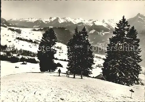 Amden SG Blick vom Bergrestaurant Alp Walau zum Kapf und Muertschenstock Kat. Amden